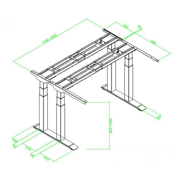 Chân bàn cụm 2 nâng hạ điện 4 chân trụ ETL-2300BZD