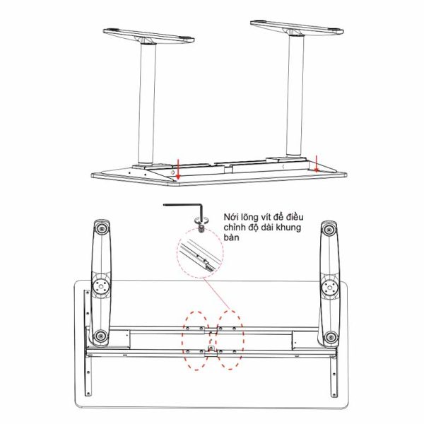 Chân bàn điện nâng hạ trụ tròn ETL-M2S2OBOL