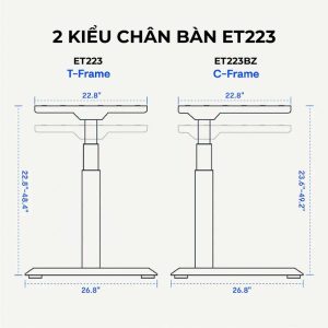 Chân bàn Flexi chữ C nâng hạ điện hình 2 động cơ 3 khớp ET223BZ