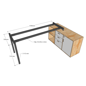 Chân Bàn Sắt Hệ OMA II Gác Tủ 140x60Cm HCOM217