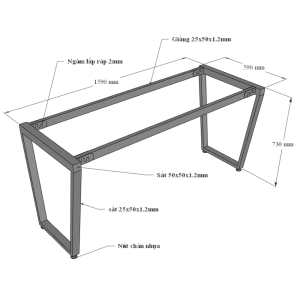 Chân bàn sắt hệ Trapez Concept 1600x600mm lắp ráp HCTC027