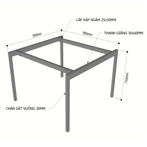 Chân sắt lắp ráp cho bàn 100x100cm hệ Slean HCSL014