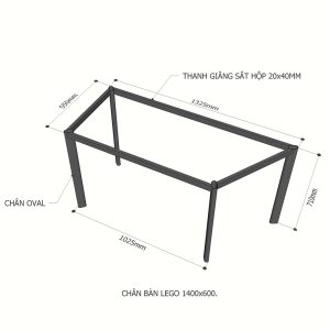 Chân sắt cho bàn hình thang vuông sắt Oval hệ Lego 2 HCLG004