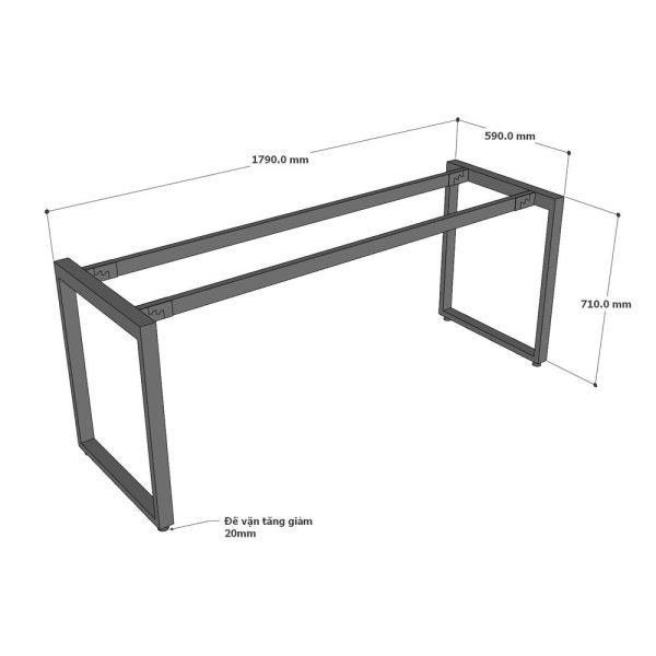 Chân sắt lắp ráp 180x60cm hệ Rectang sơn tĩnh điện HCRT030