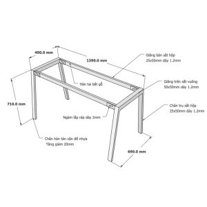 Kích thước Chân bàn sắt lắp ráp