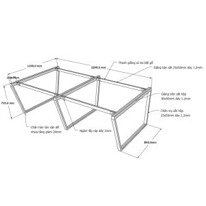 Kích thước Chân bàn sắt lắp ráp