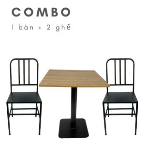 Bộ Bàn Cafe Vuông Và 2 Ghế Sắt Sơn Tĩnh Điện CBCF099