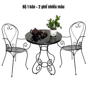 Bộ bàn ghế cafe, bàn ghế ngoài trời sắt hoa văn CBCF230