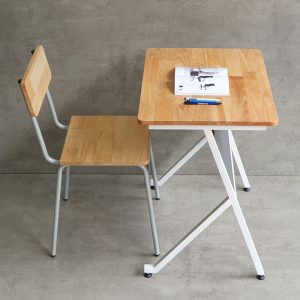 Bộ bàn ghế học sinh gỗ cao su chân sắt BGHS003