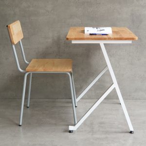 Bộ bàn ghế học sinh gỗ cao su chân sắt BGHS003