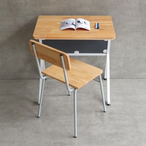 Bộ bàn ghế học sinh gỗ cao su chân sắt BGHS003