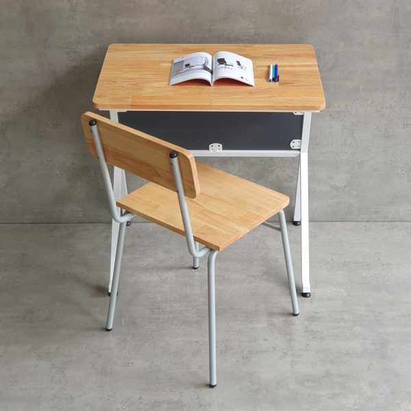 Bộ bàn ghế học sinh gỗ cao su chân sắt BGHS003