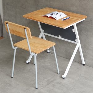 Bộ bàn ghế học sinh gỗ cao su chân sắt BGHS003