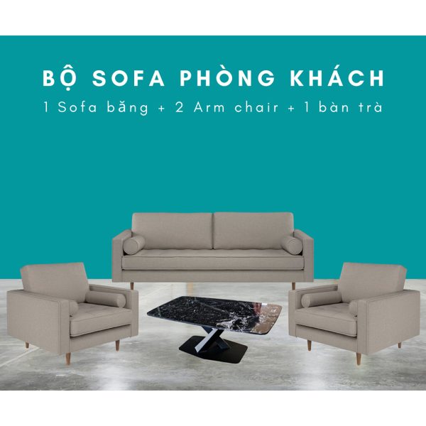 Bộ bàn ghế sofa vải xám CBSF68005