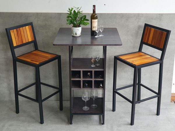 Combo bộ bàn bar kết hợp kệ 70x70cm và 2 ghế bar CBCF285