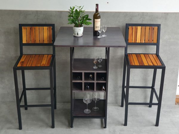 Combo bộ bàn bar kết hợp kệ 70x70cm và 2 ghế bar CBCF285