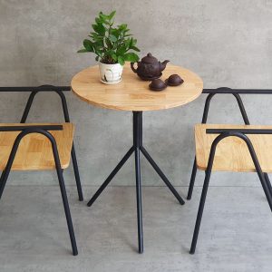 Combo bộ bàn cafe tròn 60cm và 2 ghế COZY khung sắt CBCF279