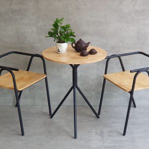 Combo bộ bàn cafe tròn 60cm và 2 ghế COZY khung sắt CBCF279