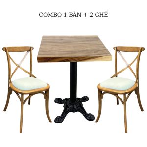 Combo bàn gỗ Me Tây và 2 ghế Bixtro CBCF178