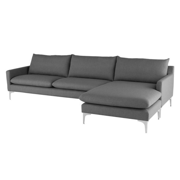 Ghế sofa góc L nệm vải xám