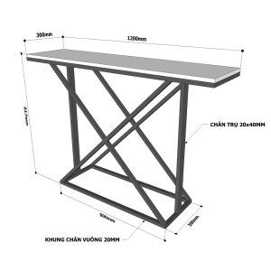 Bàn console, kệ trang trí mặt gỗ cao su khung sắt sơn tĩnh điện CST005