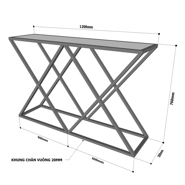 Bàn console, bàn trang trí mặt gỗ đen khung sắt Xconcept CST007