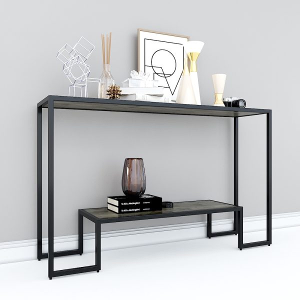 Bàn console, bàn trang trí 2 tầng gỗ màu nâu lau CST004