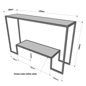 Bàn console, bàn trang trí 2 tầng gỗ màu nâu lau CST004