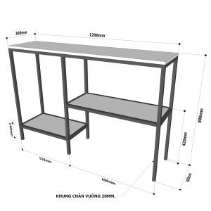 Bàn trang trí, bàn console 2 tầng gỗ màu nâu lau độc đáo CST012