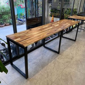 Bàn làm việc cụm 2 240x120cm gỗ tràm hệ Wooden HBWD037