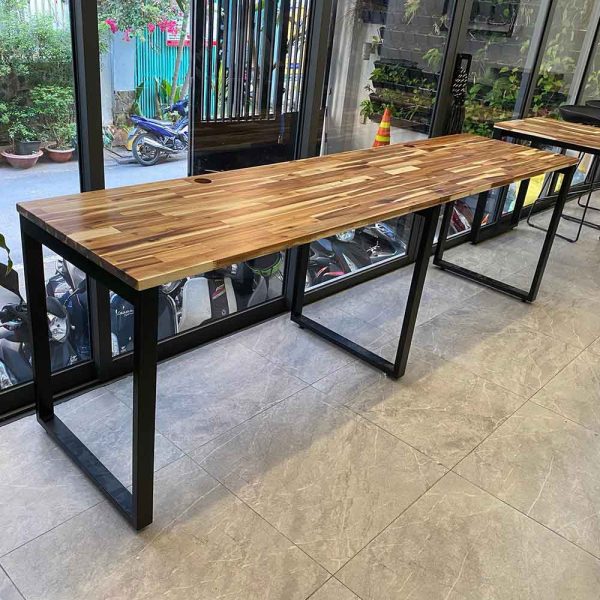 Bàn làm việc cụm 2 240x120cm gỗ tràm hệ Wooden HBWD037