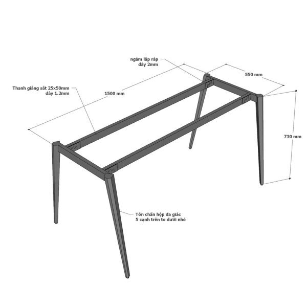 Bàn làm việc 160x80cm gỗ Plywood phủ melamin chân Đa Giác HDG015