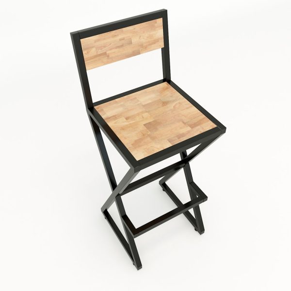 GCFX004- Ghế xBar khung sắt gỗ có lưng ( 40x40x75cm)