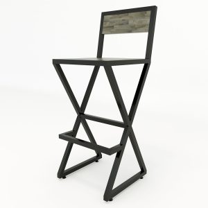GCFX004- Ghế xBar khung sắt gỗ có lưng ( 40x40x75cm)