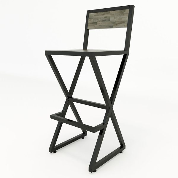 GCFX004- Ghế xBar khung sắt gỗ có lưng ( 40x40x75cm)