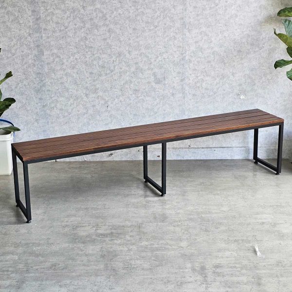 Ghế băng dài 200x35cm gỗ cao su chân sắt GBD028