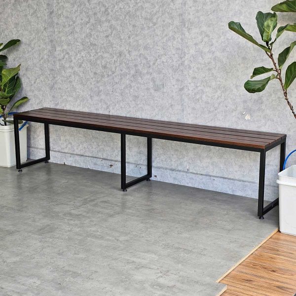 Ghế băng dài 200x35cm gỗ cao su chân sắt GBD028