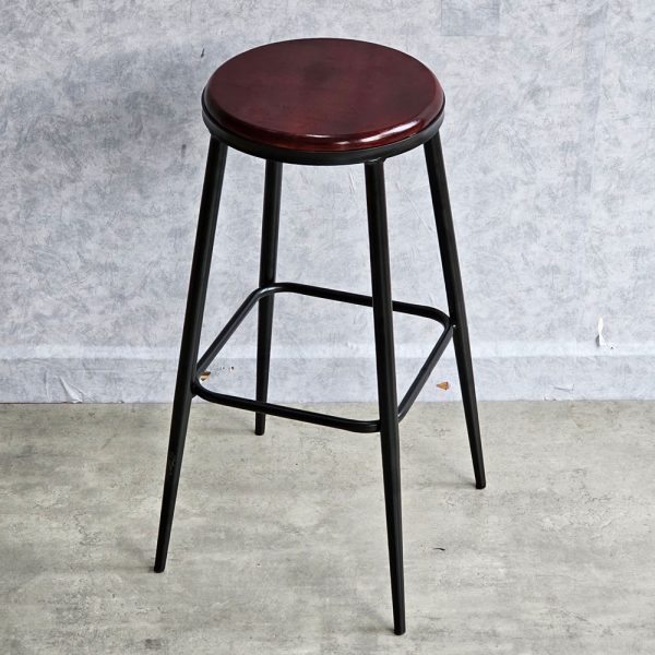 Ghế bar mặt gỗ tròn chân sắt sơn tĩnh điện GBSK015