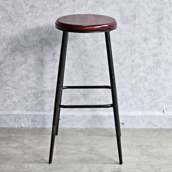 Ghế bar mặt gỗ tròn chân sắt sơn tĩnh điện GBSK015