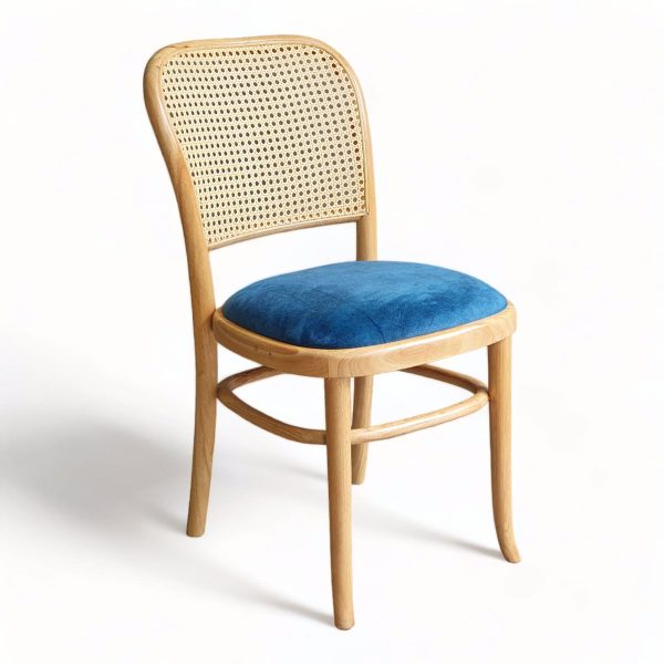 Ghế Thonet 811 bọc nệm vải nhung lưng lưới đan mắt cáo khung gỗ GCF140