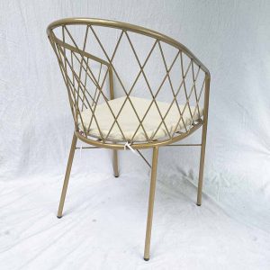 Ghế cafe, ghế decor tựa lưng màu vàng đồng GCF109