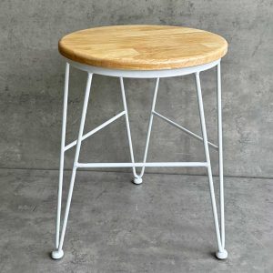 Ghế đôn tròn gỗ cao su chân sắt Hairpin GCF156