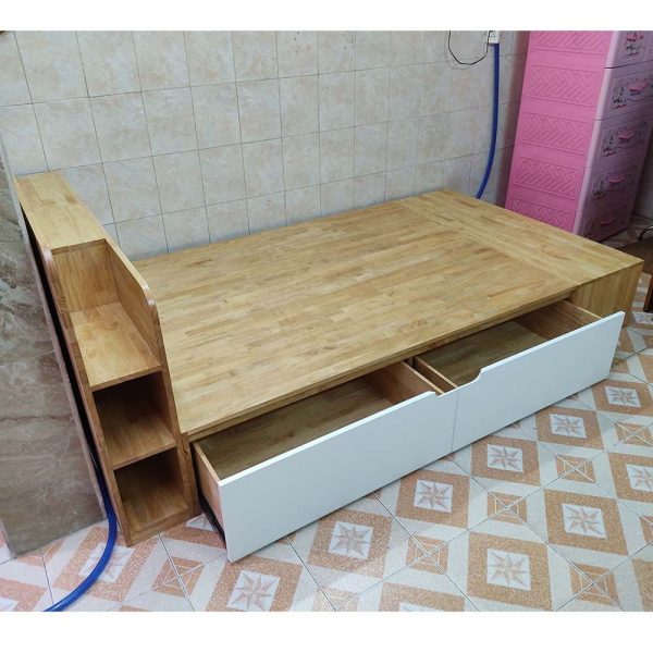 Giường ngủ có hộc kéo gỗ cao su tự nhiên GN68026