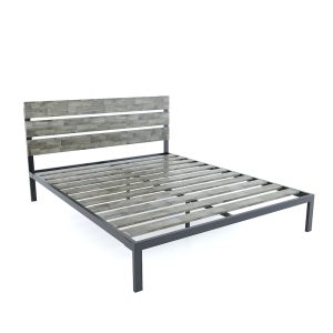 Giường ngủ đôi 160x200 gỗ cao su chân sắt GN68032