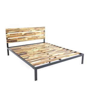 Giường ngủ đôi 160x200cm Gỗ Tràm khung sắt GN68033