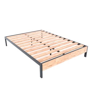 Giường ngủ đôi đơn giản gỗ cao su 160x200cm GN68034