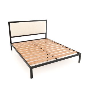 Giường ngủ đôi 160x200cm gỗ cao su khung sắt GN68039