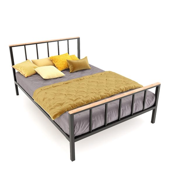 Giường ngủ 140x200cm gỗ cao su khung sắt GN68040