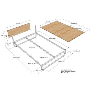 Giường ngủ gỗ tự nhiên khung sắt lắp ráp GN68048