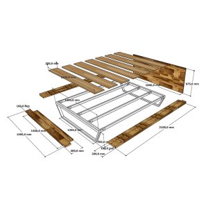 Giường ngủ đôi gỗ tràm chân sắt GN68044